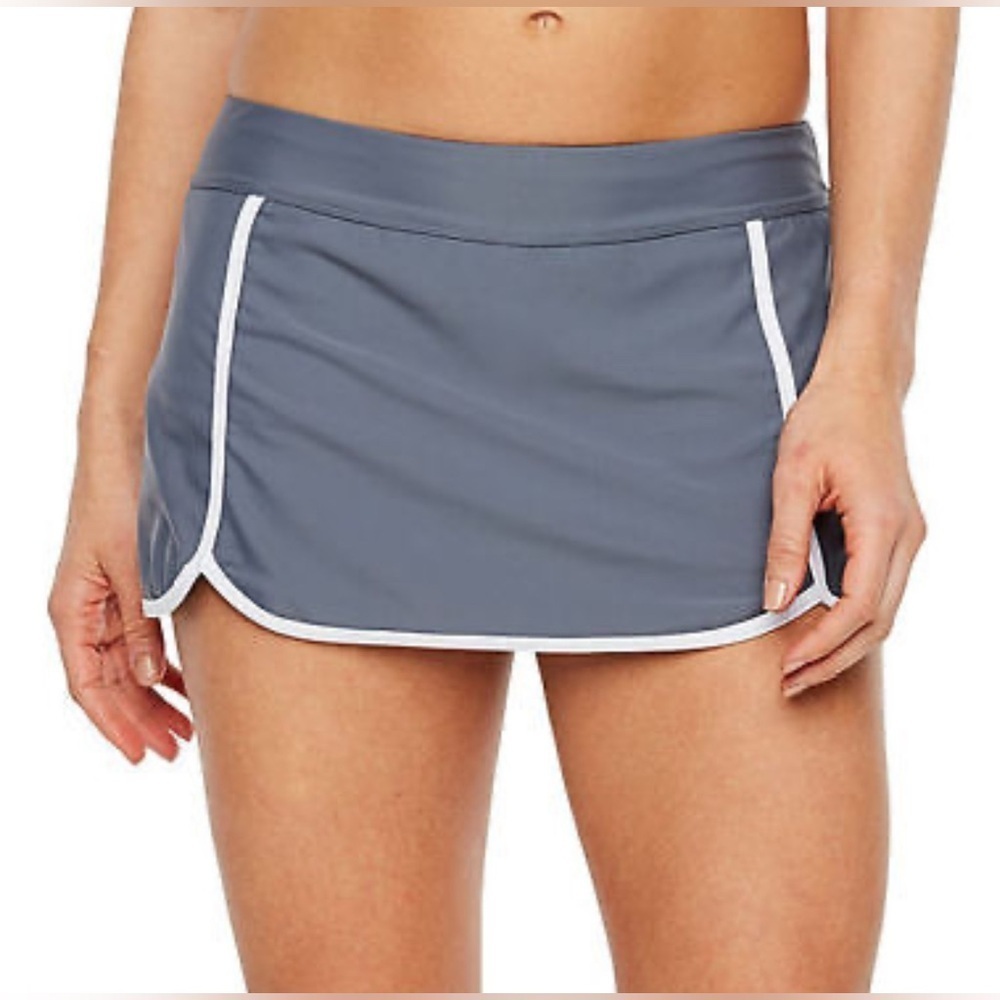 Free country skort size XL /16 sport swim button gray white stretch